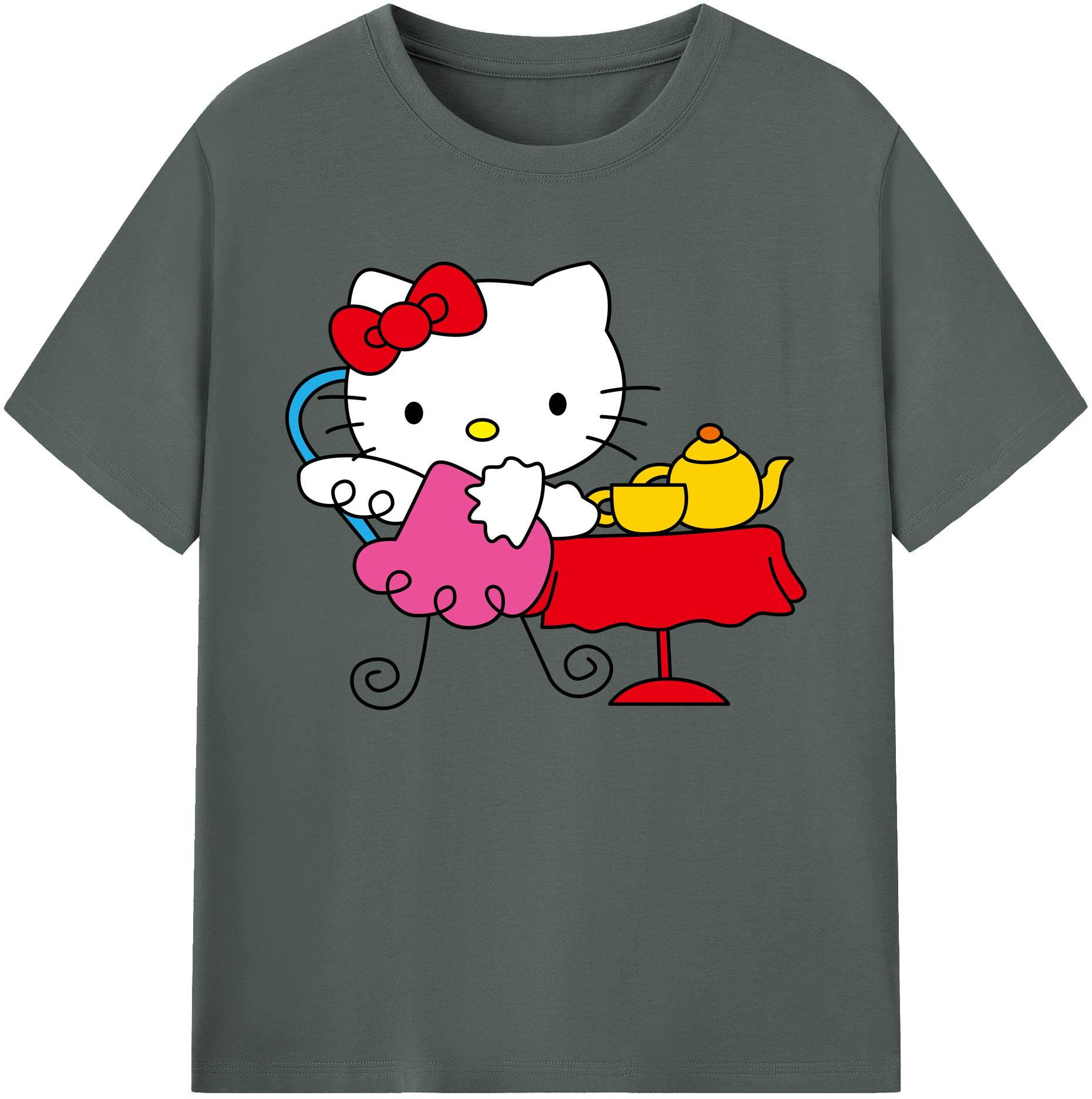 （画像用） Hello Kitty ハローキティ 綿100％ メンズ半袖Tシャツ｜肌触りやわらか＆通気性